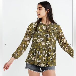 Madewell Georgette peplum top in wildblooms size xs
